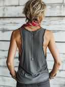 Women's Retro Casual Street Style Cotton Distressed Frayed Edge Sleeveless Tank Top ZMZ2993E9ZJY