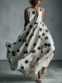 Women's Casual Loose Polka-Dot Sleeveless Maxi Dress ZMZ2967E9XT