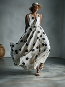 Women's Casual Loose Polka-Dot Sleeveless Maxi Dress ZMZ2967E9XT