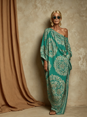 Women's Resort Print Off-Shoulder Loose Print Long Sleeve Maxi Dress ZMZ2983E8XT