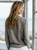 Women's Retro Casual Cotton Linen Henley Collar Long-Sleeve Shirt ZMZ2936E6ZJY
