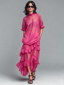 Women's Solid-Color Ruffled Short-Sleeve Top And Skirt Two-Piece Set ZMZ2957E6XT