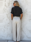 Women's Classic Striped Short-Sleeve Shirt & Straight-Leg Pants Set ZMZ2939E7SWL