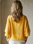 Women's Retro Casual Cotton Linen Round Neck Loose Pullover Shirt ZMZ2939E4ZJY