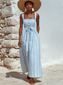 Women's Vacation-Style Striped Print Spaghetti Strap Maxi Dress ZMZ2992E3XT