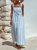Women's Vacation-Style Striped Print Spaghetti Strap Maxi Dress ZMZ2992E3XT