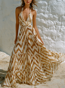 Women's Vacation Halter-Neck Maxi Dress With Pressed Print ZMZ2950E8XT