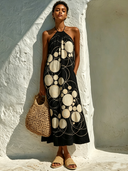Women's Vacation-Style Printed Halter Maxi Dress ZMZ2918E3XT