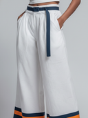 Women's Casual & Stylish Cotton, Elastic Waist, Multi-Color Paneled Cuffs Wide-Leg Pants ZMZ2848E7ZYY