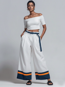 Women's Casual & Stylish Cotton, Elastic Waist, Multi-Color Paneled Cuffs Wide-Leg Pants ZMZ2848E7ZYY