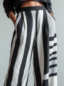 Women's Casual Retro Cotton-Linen Printed Loose Wide-Leg Pants ZMZ2896E4ZYY