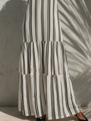Women's Casual Vacation Vertical Stripe Print, V-Neck, Spaghetti Straps, Loose Fit Cotton-Linen Dress ZMZ2985E3ZYY