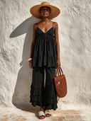 Women's Vacation Solid Color Cotton Camisole And Trousers Two-Piece Set ZMZ2931E4XT