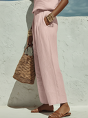 Women's Old Money Casual Style Linen-Cotton High-Waisted Pleated Wide-Leg Pants ZMZ0102F2YZH