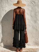 Women's Vacation Solid Color Cotton Camisole And Trousers Two-Piece Set ZMZ2931E4XT