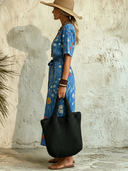 Women's Vacation Floral Print V-Neck Short-Sleeve Maxi Dress ZMZ2991E9XT