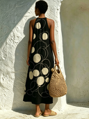 Women's Vacation-Style Printed Halter Maxi Dress ZMZ2918E3XT