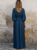 Women's Vacation Casual Fitted V-neck Solid Color Maxi Dress ZMZ2955E3XT