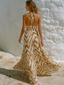 Women's Vacation Halter-Neck Maxi Dress With Pressed Print ZMZ2950E8XT
