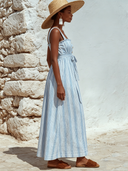 Women's Vacation-Style Striped Print Spaghetti Strap Maxi Dress ZMZ2992E3XT