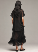 Women's Organza Solid Color Ruffled Short-sleeved Top And Skirt Two-piece Set ZMZ2986E8XT