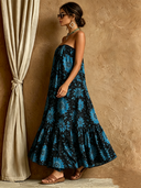 Women's Vacation Floral Print Strapless Maxi Dress ZMZ2944E5XT