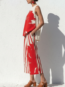 Women's Artistic Resort Style Polyester-Blend Abstract Print Sleeveless Top & Wide-Leg Culottes Co-ord Set ZMZ0107F4YZH
