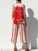 Women's Artistic Resort Style Polyester-Blend Abstract Print Sleeveless Top & Wide-Leg Culottes Co-ord Set ZMZ0107F4YZH