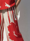 Women's Artistic Resort Style Polyester-Blend Abstract Print Sleeveless Top & Wide-Leg Culottes Co-ord Set ZMZ0107F4YZH
