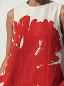 Women's Artistic Resort Style Polyester-Blend Abstract Print Sleeveless Top & Wide-Leg Culottes Co-ord Set ZMZ0107F4YZH