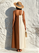 Women's Cotton Color-Block Spaghetti Strap Maxi Dress ZMZ0259F5XT