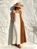 Women's Cotton Color-Block Spaghetti Strap Maxi Dress ZMZ0259F5XT