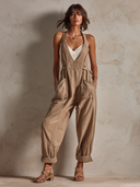 Women's Casual Cotton Halter-Neck Jumpsuit ZMZ0238F7XT