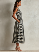Women's Casual Plaid V-Neck Sleeveless Maxi Dress ZMZ0257F5XT