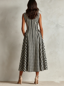 Women's Casual Plaid V-Neck Sleeveless Maxi Dress ZMZ0257F5XT