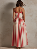 Women's Striped Loose-Fit Pocketed Strappy Maxi Dress ZMZ0289F9XT