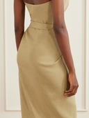 Women's Solid-Color Cotton Halter V-Neck Sleeveless Maxi Dress ZMZ0222F2XT