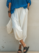 Women's Fashion Casual Elastic Waist And Cuffed Ankles Satin Lantern Pants ZMZ0339F0ZYY