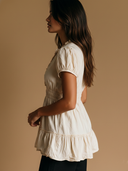 Women's Retro Casual Cotton-Linen V-Neck Short-Sleeve Slim-Fit Shirt ZMZ0364F6ZYY