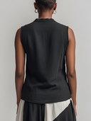 Women's Retro Casual Asymmetrical Collar And Buttons Cotton-Linen Sleeveless Top ZMZ0325F0ZYY