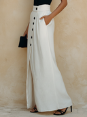 Women's Fashion Casual Cotton-Linen Button-Front Slit Skirt ZMZ0356F7ZYY