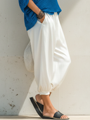 Women's Fashion Casual Elastic Waist And Cuffed Ankles Satin Lantern Pants ZMZ0339F0ZYY