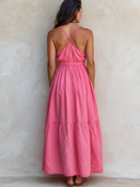 Women's Vacation & Casual Cotton-Linen V-Neck Strappy Maxi Dress ZMZ0397F1ZYY
