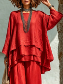 Women's Casual Cotton-Linen Long-Sleeve Crewneck T-Shirt ZMZ0404F9XT