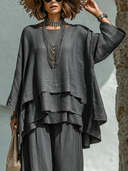 Women's Casual Cotton-Linen Long-Sleeve Crewneck T-Shirt ZMZ0404F9XT
