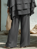 Women's Solid-Color Loose-Fit Cotton-Linen Wide-Leg Pants ZMZ0450F0XT