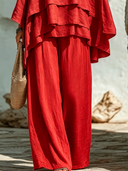 Women's Solid-Color Loose-Fit Cotton-Linen Wide-Leg Pants ZMZ0450F0XT