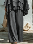Women's Solid-Color Loose-Fit Cotton-Linen Wide-Leg Pants ZMZ0450F0XT