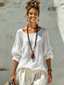 Women's Solid-Color Cotton Crew-Neck Long-Sleeve T-Shirt ZMZ0490F8XT