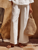 Women's Solid-Color Casual Cotton-Linen Loose Trouser Two-Piece Set ZMZ0471F4XT